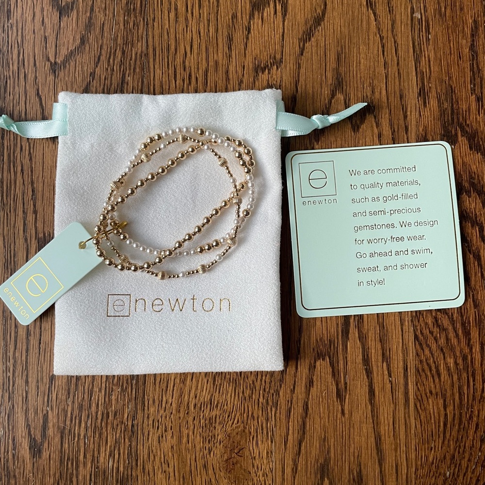 ENewton NWT stack of 3 gold & pearls! Swim, sweat & shower in them-AMAZING!